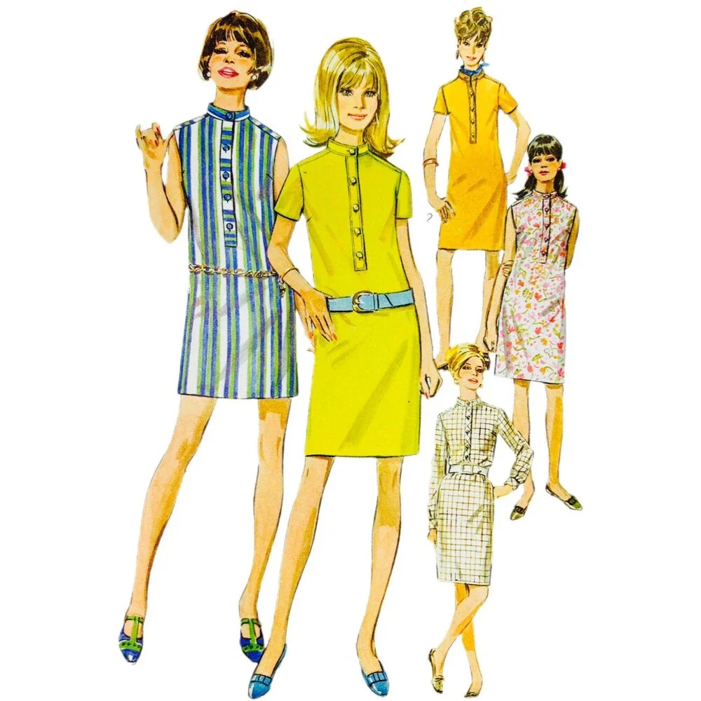VTG 1968 Simplicity Sewing Pattern Misses Shirtdress in 2-Lengths Size 12 #7537